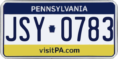 PA license plate JSY0783