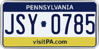 PA license plate JSY0785