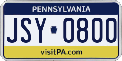 PA license plate JSY0800