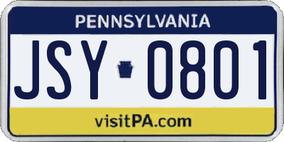 PA license plate JSY0801