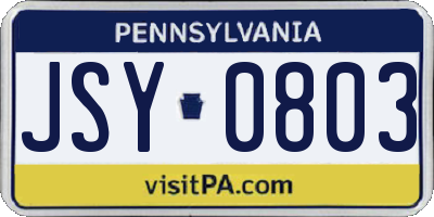 PA license plate JSY0803