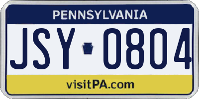 PA license plate JSY0804