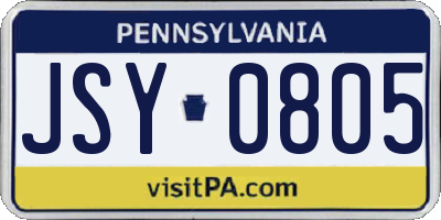 PA license plate JSY0805