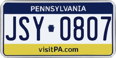 PA license plate JSY0807