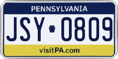 PA license plate JSY0809