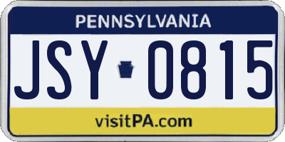 PA license plate JSY0815