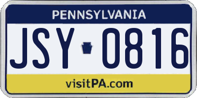 PA license plate JSY0816