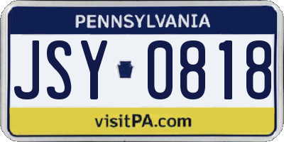 PA license plate JSY0818