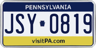 PA license plate JSY0819