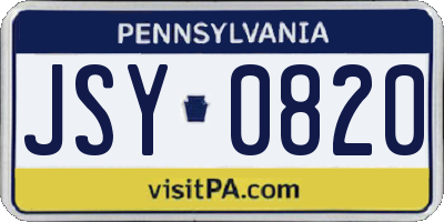 PA license plate JSY0820