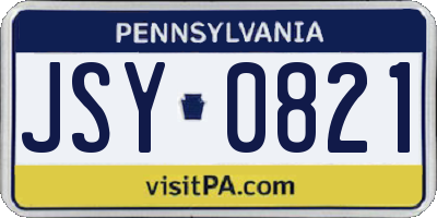 PA license plate JSY0821