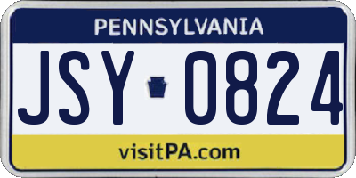 PA license plate JSY0824