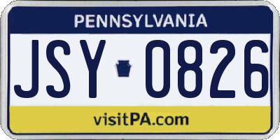 PA license plate JSY0826