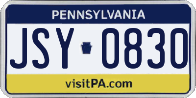 PA license plate JSY0830
