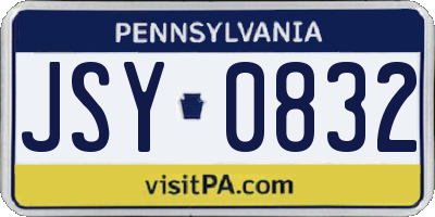 PA license plate JSY0832