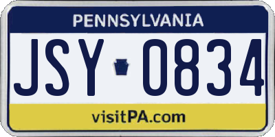 PA license plate JSY0834