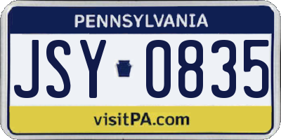 PA license plate JSY0835