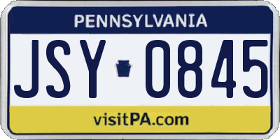PA license plate JSY0845