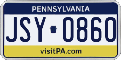 PA license plate JSY0860
