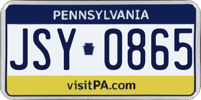 PA license plate JSY0865