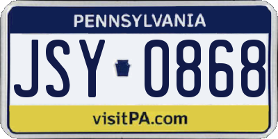 PA license plate JSY0868