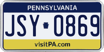 PA license plate JSY0869
