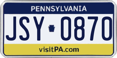 PA license plate JSY0870