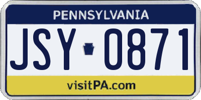PA license plate JSY0871