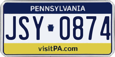 PA license plate JSY0874