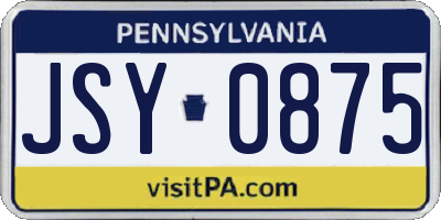 PA license plate JSY0875