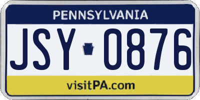 PA license plate JSY0876