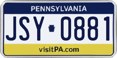 PA license plate JSY0881