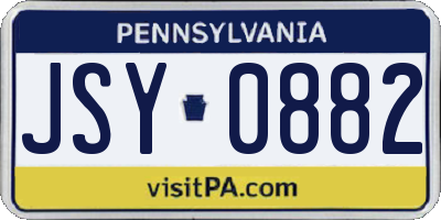 PA license plate JSY0882