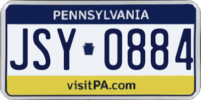 PA license plate JSY0884