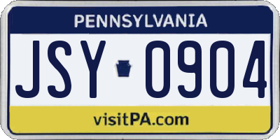 PA license plate JSY0904