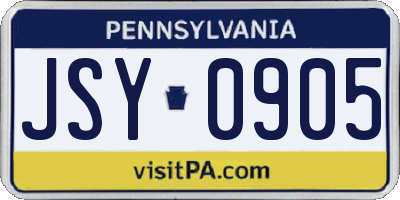 PA license plate JSY0905