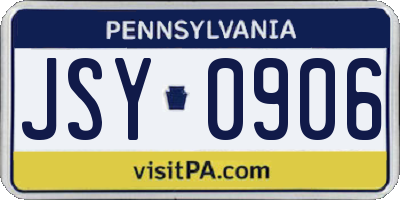 PA license plate JSY0906