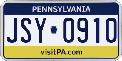 PA license plate JSY0910