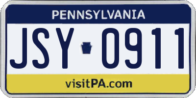 PA license plate JSY0911