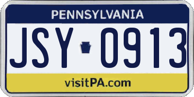 PA license plate JSY0913