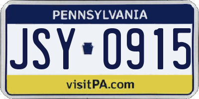 PA license plate JSY0915