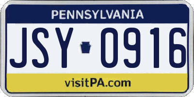 PA license plate JSY0916