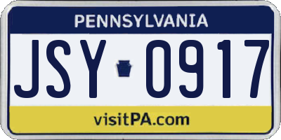 PA license plate JSY0917