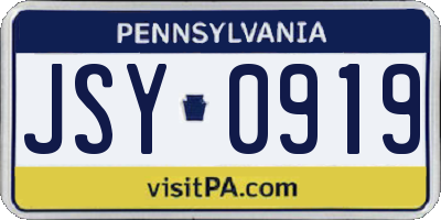 PA license plate JSY0919
