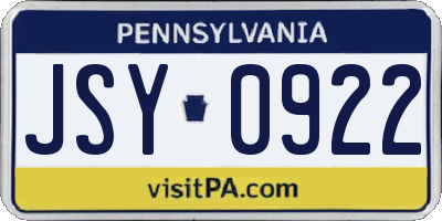 PA license plate JSY0922