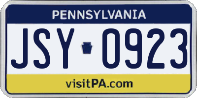 PA license plate JSY0923