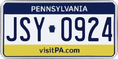 PA license plate JSY0924