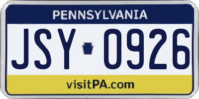 PA license plate JSY0926