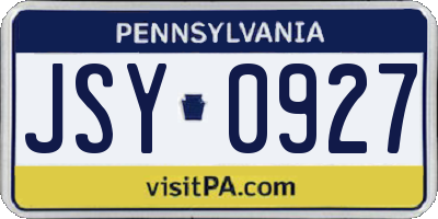 PA license plate JSY0927