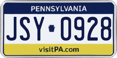 PA license plate JSY0928